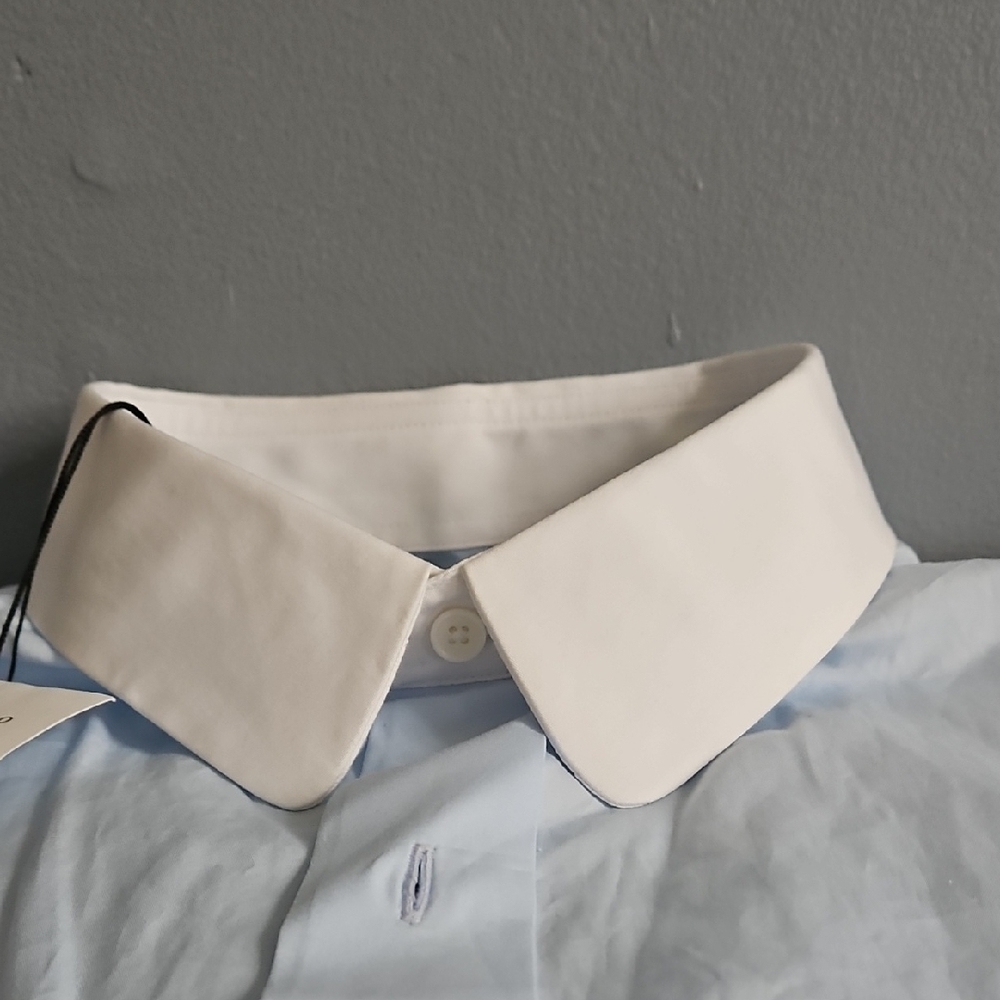 Sandro Light Blue Dress Shirt with White Collar - Picture 8 of 16